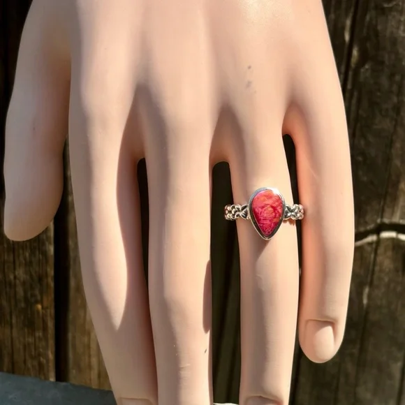 Kingsman Turquoise Pink & Orange Dahlia Ring - Picture 2 of 14